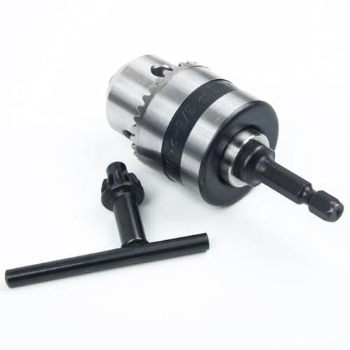 Image of 3/8 24unf Keyless Drill Chuck Clamp for .5–10 Mm Bits with Quarter a Hex Shank Rod Adapter – Steel Black Silver 85 X 10 X 6 Mm for CNC Workholding Toolholder