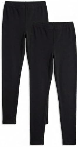 Image of ZRWASKA® 2 Pack Ladies Leggings for Women UK Multipack, Non See Through Plain Stretchy Soft Ankle Length Leggings with Elasticated Waist Gym or Casual Wear Trousers, Black Size Small