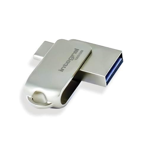 Image of Integral 128GB 360-Dual USB 3.2 Gen 1 Type C and Type A Flash Drive with Solid Metal Casing, Fast Transfer Speeds and Simply Plug and Play IPhone 15, 16 series, Macbook Pro/Air and Ipad Pro