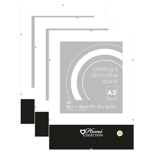 Image of JMS we create smile (Set of 3 A3 Clip Frame with Frameless Perspex Safety Styrene Front Clear for Picture Posters, Certificates Photo Frames - Wall Hanging Portrait & Landscape For Home & Office