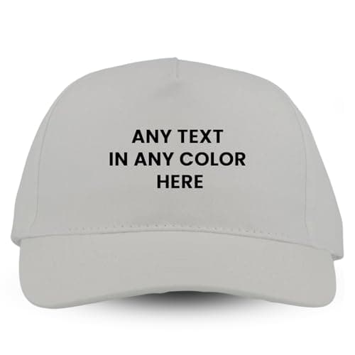 Image of Personalised Baseball Cap Adjustable Cotton Hat for Men & Women | Custom Text, Name or Logo | Adult Unisex Sports Team Outdoor Cap One Size White