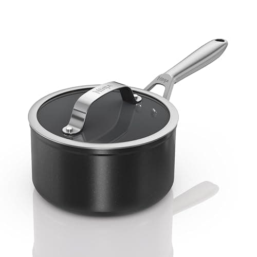 Image of Ninja ZEROSTICK Ceramic Pro 18 cm Saucepan with Glass Lid, Scratch Resistant, Made PTFE-Free, All Hob Compatible, Black, CW30218UK