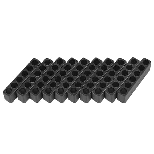 Image of Toolcool 10 Pcs 6 Holes Hex Bit Holder Organizer Screwdriver Bit Holder 1/4 Inch Bit Storage Flexible Plastic - Black