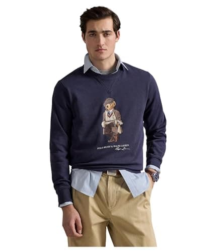 Image of POLO RALPH LAUREN Men's Polo Bear Fleece Sweatshirt, Faded Blue Heritage Bear, XL