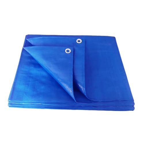 Image of ANSIO Tarpaulin 3m x 4m Water-resistant Tarp Large Camping Cover Sheet – Multipurpose Groundsheet with UV Protection, Weatherproof & Frost-Resistant – Reinforced Eyelets - Blue