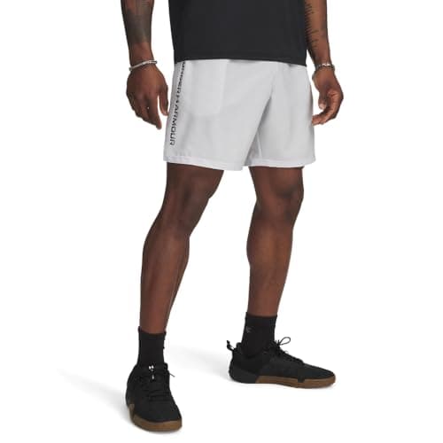 Image of Under Armour Men's Tech Woven Wordmark Short, Lightweight and Breathable Men's Gym Gear, Comfortable Sports Shorts for Training and Athletics,Distant Gray / / Black,LG