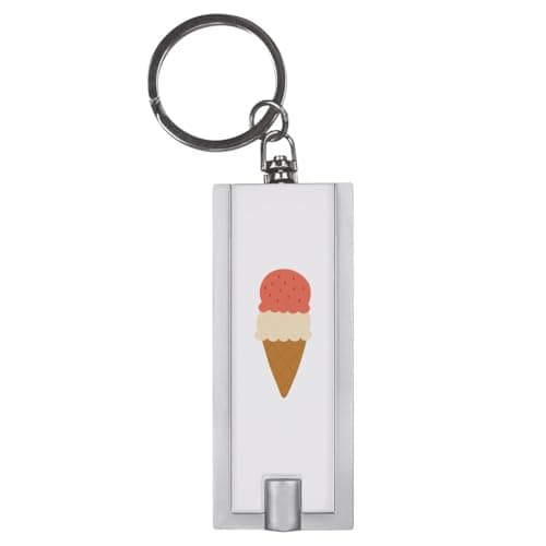 Image of Azeeda 'Double Scoop Ice Cream Cone' LED Torch Keyring – Compact Pocket Flashlight with Keychain – Handy Mini Light for Bags and Keys (KT00044824)