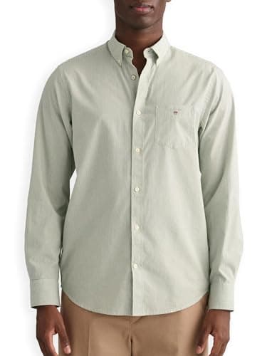 Image of GANT Men's Regular Fit Banker Broadcloth Shirt Kalamata Green (as8, Alpha, x_l, Regular, Regular)