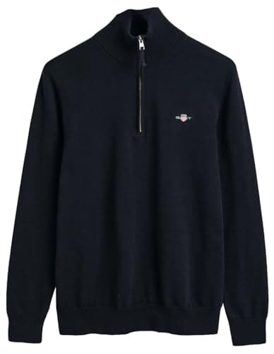 Image of GANT Mens Cotton Half Zip Sweater Evening Blue XXL