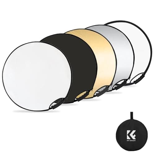 Image of K&F CONCEPT 5-in-1 Light Reflector 22"(60cm) Photography Diffuser Collapsible Portable for Studio and Outdoor Lighting Gold Silver White Black Translucent