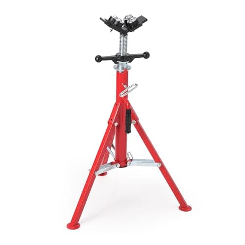 Image of Garvee v Head Pipe Stand, 1134kg Heavy Duty Steel Pipe Jack Stand, 71-132cm Adjustable Folding Portable Tripod Pipe Stands for Welding, Threading & Pipe Support with 4 Balls