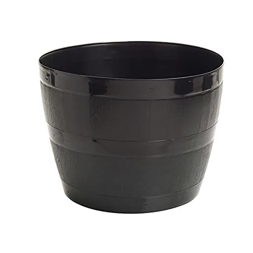 Image of Straame Plant Pot Tub, Gardening Flower Pots - Indoor Or Outdoor Planter - For Multi-Purpose - Makes Your Living Space Bloom (Black Barrel Plantar Small- 34 x 34 x 27 cm)