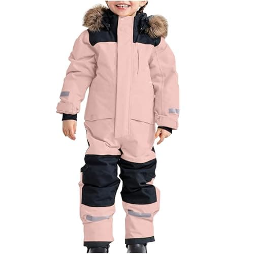 Image of Snowsuit Childs Childrens Boys Girls Snowproof Ski Outfit Skiwear 1 Piece Winter Jumpsuit Windproof Ski Suits Winter Ski Jumpsuit with Hood Outdoor Snow Suits Hooded Overall for Girls & (5-6 Years)