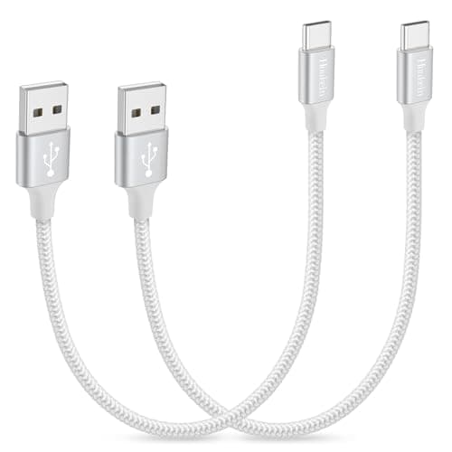 Image of Short iPhone 17/16 Carplay Cable [0.3M, 2Pack], Short USB A to USB C Cable Fast Charging Nylon Type C Car Charger Lead for iPhone 17 Pro Max, for iPhone 16 15 Pro Max/Plus/16e, Android Auto, White