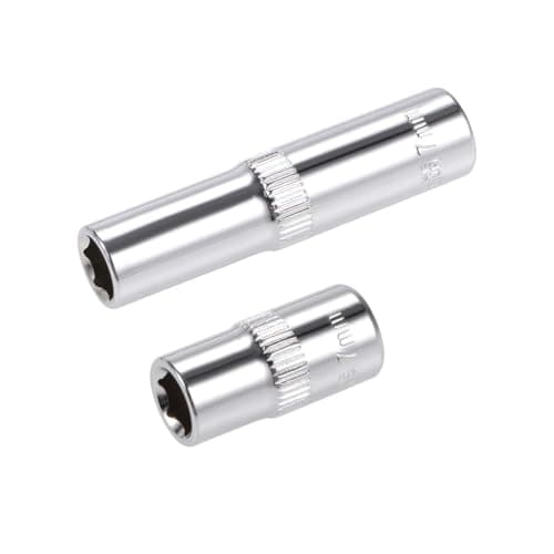 Image of TA-VIGOR 2Pcs 1/4-Inch Drive by 7mm Deep and Shallow Socket, Cr-V Drive Socket, 6-Point, Metric for Auto Repairing and Household