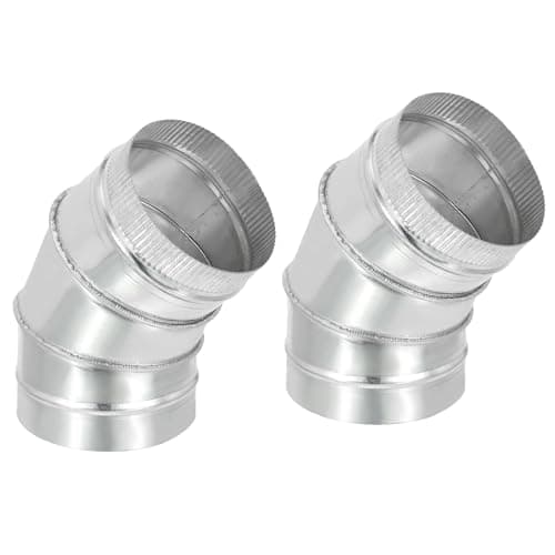 Image of PATIKIL 6" OD 45 Degree Elbow Duct Pipe Connector, 2 Pack HVAC Ventilation Chimney Flue Tube Connector Galvanized Iron Adapter Crimped for Vent Exhaust Stovepipe