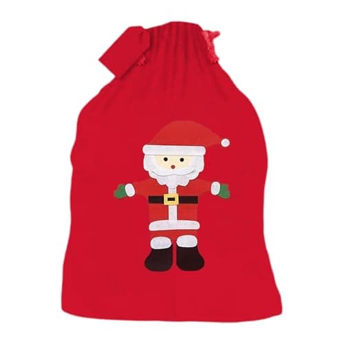 Image of 1ABOVE Deluxe Felt Christmas Santa Sack – Large 60x90cm Gift Bag with Santa Print, Reusable Xmas Present Sack with Drawstring – Ideal for Kids Gifts, Santa Delivery & Holiday Decorations-A