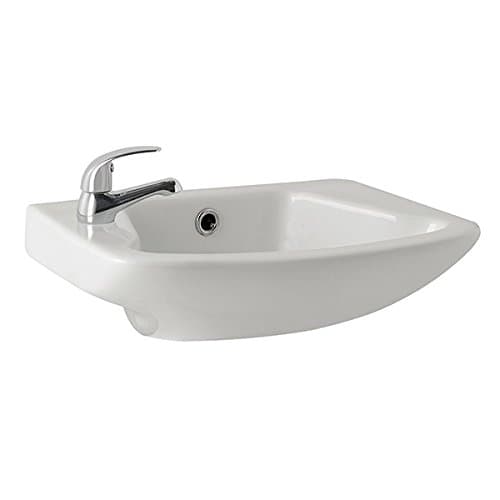 Image of 360 mm 1TH Stylish Modern Bathroom White Ceramic Semi Recessed Cloakroom One Tap Hole Basin Sink