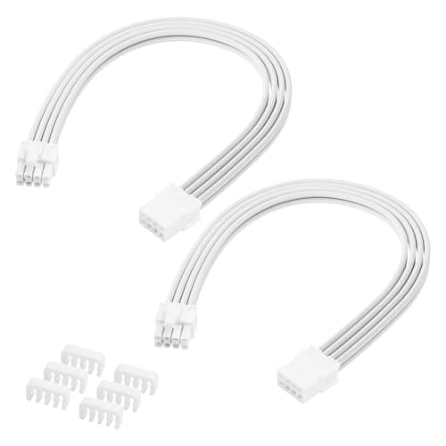 Image of ELFJMZP 2PCS ATX 8PIN Famale to ATX 8PIN(6+2) Male White Extension Cable Adaptor for PC Build High-End GPU Cable Layout - 30cm/11.8 in. (white)