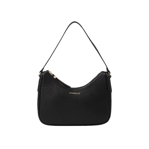 Image of Fiorelli Women's Blake Shoulder Bag, Stylish Handbag with Gold Hardware, Black Pebbled Faux Leather