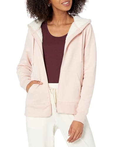 Image of Amazon Essentials Women's Sherpa-Lined Fleece Full-zip Hooded Jacket, Light Pink, S