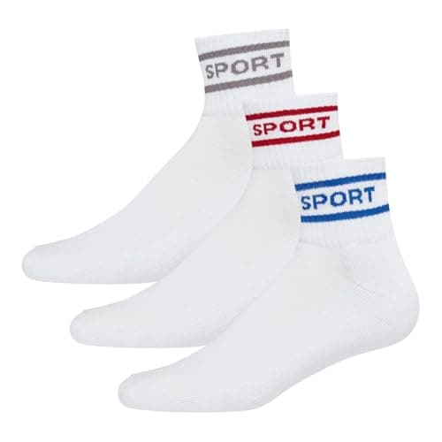 Image of DKNY Mens 3 Pack Sports Socks Apollo Cotton 3pk White Mens 7-11