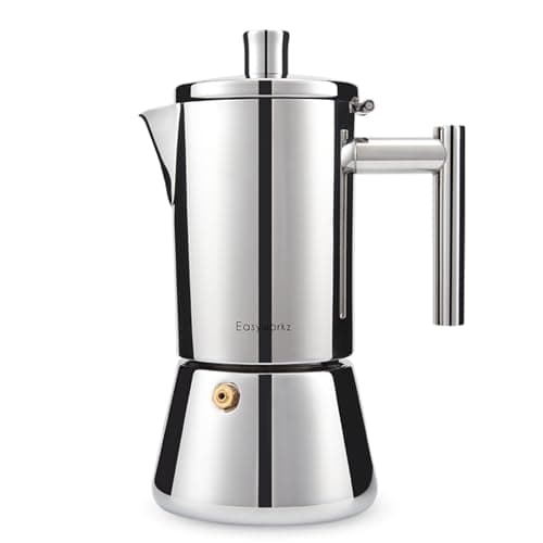 Image of Easyworkz Diego Stovetop Espresso Maker Stainless Steel Italian Coffee Machine Maker 6cup 300ml Induction Moka Pot