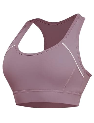 Image of Paeceioni Sports Bras Women High Impact, Seamless Racer Back Padded Support Comfort Bra, Adjustable Running Bra Women High Impact, Ladies Sports Bras for Yoga Gym Workout Fitness Bean Paste Red(S)