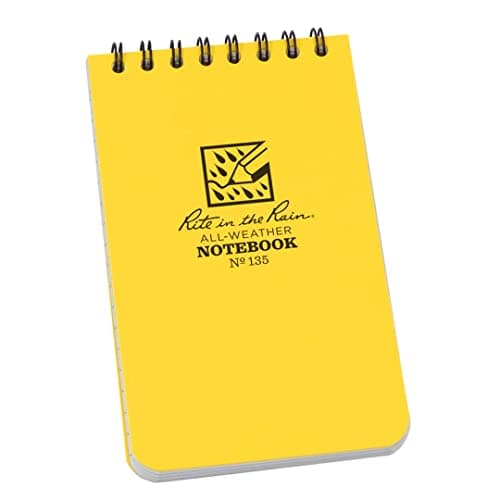 Image of Rite in the Rain Waterproof Paper Universal Pocket Top Wire Bound Spiral Notebook White Yellow 100 Pages 50 Sheets Imperial & Metric Ruler 3 x 5 Inch
