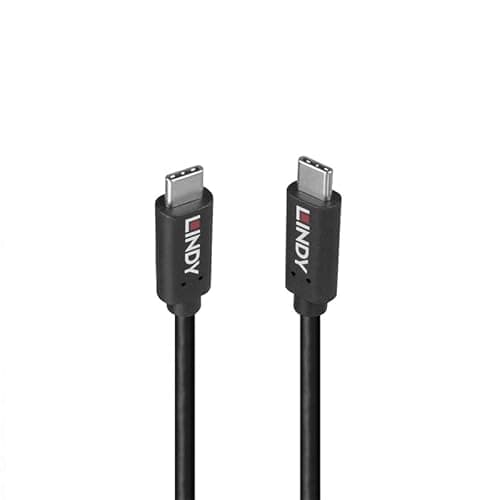 Image of Lindy USB 3.2 Type-C Cable, 1m, 20Gbps Data Transfer, 100W Power Delivery, Double Shielded, GRS Certified Recycled Material, Black
