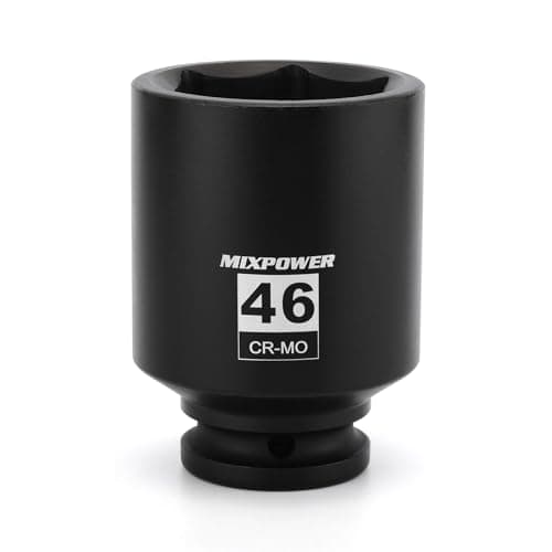 Image of MIXPOWER 3/4" Drive Deep Impact Socket, 46mm, CR-MO, Metric, 6 Point, Axle Nut Impact Grade Socket for Easy Removal