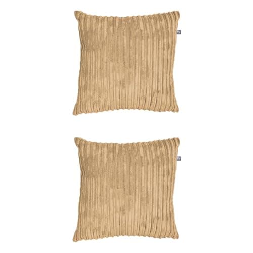 Image of rucomfy Fibre-Filled Plush Cushion - Corduroy Cushions for Living Room, Lounge and Bedroom. Home Decor Accessories. Pre-filled with Fiber Inner. Machine Washable. 45cm x 45cm (Caramel, 2 Pack)