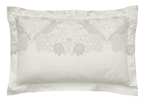 Image of PURE STRAWBERRY THIEF EMBROIDERY PILLOWCASE OXFORD SILVER/WHITE
