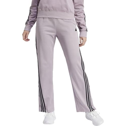 Image of adidas Women's Iconic Wrapping 3-Stripes Snap Track Pants, preloved fig/Black, S