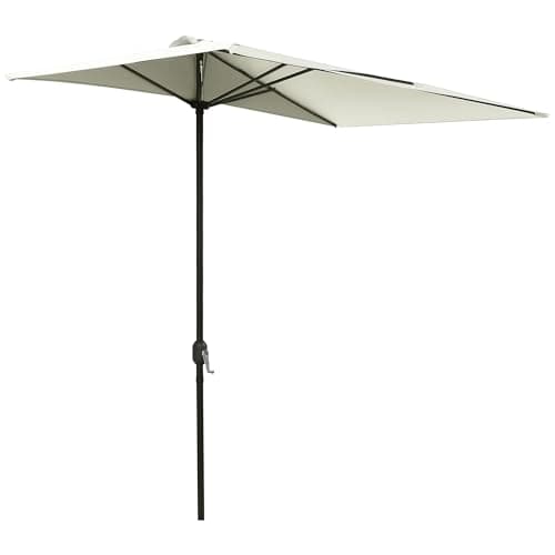 Image of Outsunny Balcony Half Parasol Semi Round Umbrella Patio Crank Handle (2.3 m, Beige)- NO BASE INCLUDED