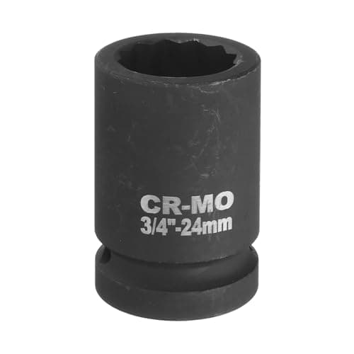 Image of sourcing map 3/4-Inch Drive 12 Point Impact Socket 24mm Metric Spindle Axle Nut Socket Driver Wrench for Auto Repair Easy Removal