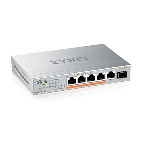 Image of Zyxel 5-Port 2.5G Multi-Gig Unmanaged Switch @70W with 4x PoE++ (60W) | 1x 10G SFP+ | Desktop/Wall Mount [XMG-105HP]