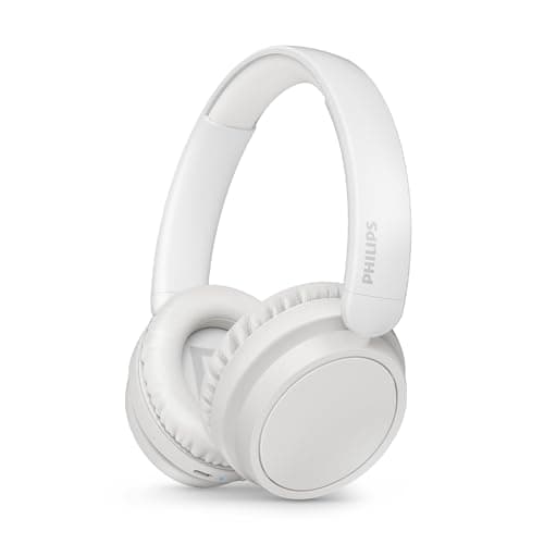 Image of Philips TAH5219WT/00 Lightweight On Ear Wireless Bluetooth Headphones - 65 Hours Play Time, Natural Sound, Clear Calls, Dynamic Bass, 2 Hours USB-C Charging With Soft Pouch - White