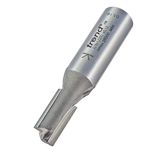 Image of Trend Professional Straight Two Flute Router Cutter, 1/2 Inch Shank, 10mm Cut Diameter, 19mm Cut Length, Tungsten Carbide Tipped, 3/6X1/2TC