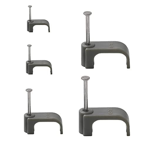 Image of UKCABLE-TIES Flat Cable Clips 6mm Grey Twin and Earth Nail Clips - Pack of 50