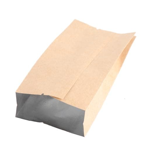 Image of UKCOCO Food-Grade Kraft Paper Aluminum Foil Heat Seal Bags 100Pcs for Tea and Dried Fruit Packaging with Side Gusset and Branding Panel 12 X 5.5 X 2.5Cm