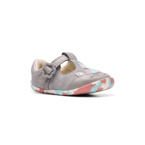 Image of Clarks Roamer Myth Tb Grey Leather Kids Girls First and Baby Shoes 7840-66F