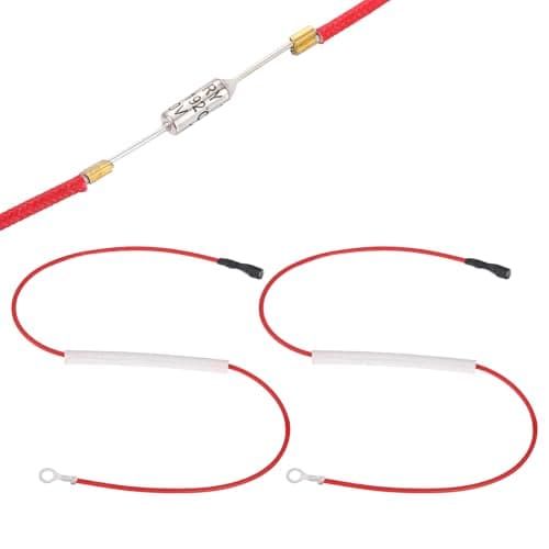 Image of sourcing map 2Pcs Universal Rice Cooker Temperature Fuse, 192°C 10A 250V Metal Thermal Fuse with Terminal and Ring Terminal Fiberglass Sleeving for Electric Pressure Cooker Repair Part
