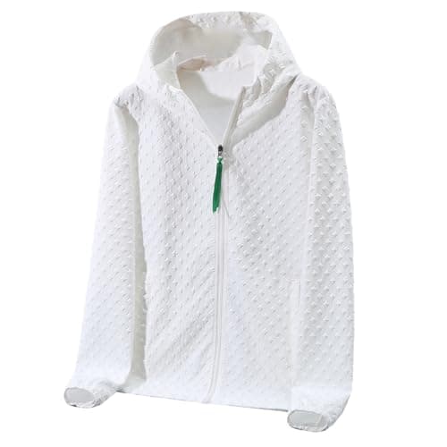 Image of Generisch Outdoor Jacket Men Women Summer Jacket Hooded Jacket Running Jacket Sports Jacket Leisure Jacket Lightweight Jacket with Hood and Zip Plain Unisex Hiking Jacket Transition Jacket, White, 3XL