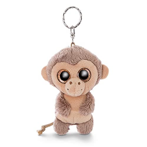 Image of NICI 46941 Safari Original – Glubschis Monkey Hobson 9cm – Cuddly Zoo Cute Animal Pendant for lanyards & Key Holders – Mini Plush Toys, Keyrings for Girls and Boys, Print, Brown/Beige, 9 cm