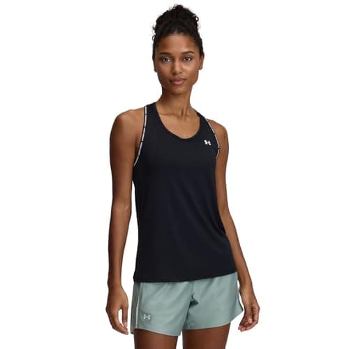 Image of Under Armour Women's Tech Knockout Tank, Ultra-Light and Breathable Running Vest, Athletic Sleeveless Tank Top for Women, Black / / White, LG