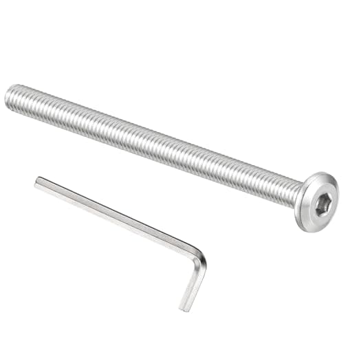 Image of PATIKIL M6x80mm Flat Head Hex Socket Cap Screws Bolts, 10PCS 304 Stainless Steel 18-8 Furniture Bolt with Hex Allen Wrench for Bed Chair Repairs Ship Assembly Mechanical Industry, Silver