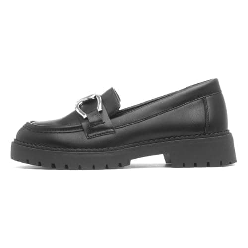 Image of Lilley Girls Black Heart Trim Chunky Loafer Shoe - Size 3 UK - Black