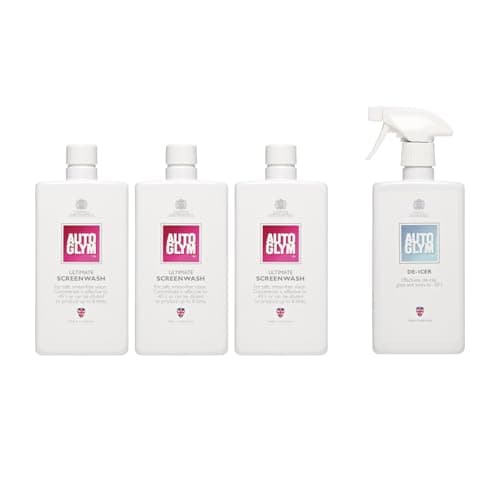 Image of Autoglym Ultimate Screenwash, 500ml, concentrated car screenwash (set of 3) upto 8L, down to -45°C & Autoglym De-Icer, 500ml Fast Acting Car de-Icer Spray (set of 1) to Quickly Clear snow,ice,frost