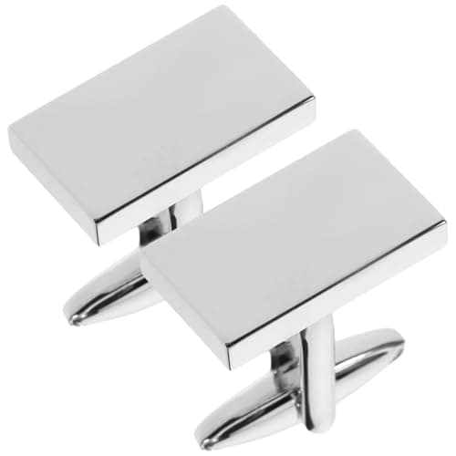 Image of Tinksky Silver Cufflinks Classic cufflinks Mens Shirt Rectangle Sleeves Buttons